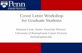Cover Letter Workshop for Graduate Students · 2014-02-17 · Cover Letter Workshop for Graduate Students Rosanne Lurie, Senior Associate Director ... space and defense. Our mission