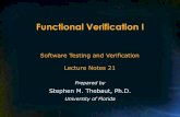 Software Testing and Verification Lecture Notes 21 · Software Testing and Verification Lecture Notes 21. Overview of Functional Verification Topics Lecture Notes #21 - Functional
