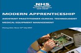 MEDICAL EQUIPMENT MANAGEMENT · Glasgow Clyde College to undertake HNC in Electronics followed by a HND in Electronics. Engagement with the workplace SVQ process, college attendance