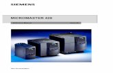Reference Manual neu - RS Components · The MICROMASTER 420 (6SE64) is designed to replace the MM3 6SE92 and offers many new features and functions. 1. The MICROMASTER 420 is footprint