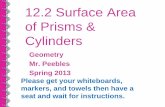 12.2 Surface Area of Prisms & Cylinders Surface... · Finding the surface area of a prism • The altitude or height of a prism is the perpendicular distance between its bases. In