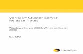 Veritas Cluster Server 5.1SP2 Release Notes · 2011-06-17 · Veritas Cluster Server for Windows Release Notes This document includes the following topics: Introduction New features