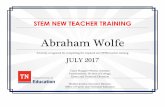 STEM NEW TEACHER TRAINING - TN.gov...STEM NEW TEACHER TRAINING . Anika Richmond . Is hereby recognized for completing the required new STEM teacher training . JULY 2017 . Casey Haugner-Wrenn,