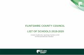 Schools List 2019-2020 - Flintshire · 1 FLINTSHIRE COUNTY COUNCIL LIST OF SCHOOLS 2019-2020 Includes Headteacher, Age Range, Number on Roll and Planned Admission Numbers