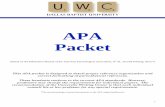 APA Packet - DBUThis APA packet is designed to detail proper reference organization and correct formatting of parenthetical references. These handouts conform to the current APA standards.