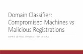 Domain Classifier: Compromised Machines vs Malicious …web.geni-pco.com/icwe2019/Domain_Classifier_Compromised... · 2019-06-20 · Random Forest Classifier Performance of our RF
