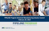 PIPELINE Program Advanced Manufacturing Industry Council ...PIPELINE Program Advanced Manufacturing Industry Council February 20, 2019. Agenda Welcome and Introductions Name, role