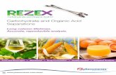Carbohydrate and Organic Acid Separations€¦ · Rezex™ columns achieve separations based on multiple modes of interaction including ion-exchange, ion-exclusion, size exclusion,