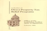 Evaluation Of DIRECT PROPERTY TAX RELI EF PROGRAMS · 2011-11-10 · Evaluation Of DIRECT PROPERTY TAX RELI EF PROGRAMS Office Of The Legislative Auditor Veterans Service Building
