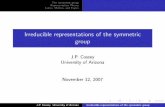 Irreducible representations of the symmetric groupcossey/CMU talk.pdfThe symmetric group Representation Theory James, Mathas, and Fayers Irreducible representations of the symmetric