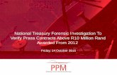 National Treasury Forensic Investigation To Verify Prasa … · 2017-11-28 · Introduction • The Public Protector in her report on PRASA dated 2015, directed the Office of the