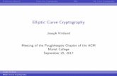 Elliptic Curve Cryptography · 2018-07-27 · Elliptic Curve Cryptography An elliptic curve E is the set of solutions to the equation of the form Y2 = X3 + AX + B: together with an