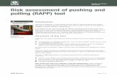 Risk assessment of pushing and pulling (RAPP) tool · 2019-12-05 · across raised edges, up or down steep ramps (gradient of more than 5°), up or down steps, through closed/narrow