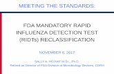 MEETING THE STANDARDS: FDA MANDATORY RAPID … · MEETING THE STANDARDS: FDA MANDATORY RAPID INFLUENZA DETECTION TEST (RIDTs) RECLASSIFICATION NOVEMBER 6, 2017 SALLY A. HOJVAT M.Sc.,