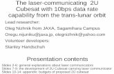 The laser-communicating 2U Cubesat with 10bps data rate ... · Communication distance (at 10 bps) 0.6 – 25 mln. km 4 – 14 mln. km From table above, one can conclude what the RF