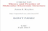 Theory and Practice of Molecular Electronic Structureiopenshell.usc.edu/chem545/lectures2015/chem545_2015.pdf · ment. On the other hand, calculations can help to interpret results