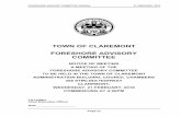 TOWN OF CLAREMONT FORESHORE ADVISORY COMMITTEE · town of claremont . foreshore advisory committee . notice of meeting . a meeting of the . foreshore advisory committee . to be held