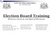 Election Board Training - Philadelphia City …...Positions on the Election Board Judge of Election Majority Inspector Minority Inspector Clerk Machine Inspector 2 voting machines