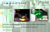 Process and Machine Technology for …...Outline • Micromachining Examples • Functional Surface Texturing • 3D Texturing Technology • Machine Technology and Control Software