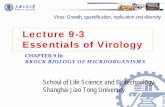 Lecture 9-3 Essentials of Virologymicro.sjtu.edu.cn/PDF-Microbiology/12-2 Lecture 9-3...Lecture 9-3 Essentials of Virology Virus: Growth, quantification, replication and diversity