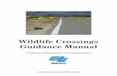 Caltrans Wildlife Crossings Guidance Manual...This Wildlife Crossings Guidance Manual is a literature-based guide on how to identify and assess wildlife crossings and includes a review