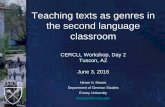 Teaching texts as genres in the second language classroom...Teaching texts as genres in the second language classroom CERCLL Workshop, Day 2 Tuscon, AZ June 3, 2016 Hiram H. Maxim