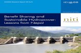 Benefit Sharing and Sustainable Hydropower: Lessons from …...surrounding sustainable hydropower development and the management of water resources. In Nepal, despite the slow pace