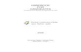 HANDBOOK FOR CANDIDATESHANDBOOK FOR CANDIDATES (At Elections where Electronic Voting Machines are used) 2009 Nirvachan Sadan, Ashoka Road New Delhi-110 001CONTENTS Chapter Particulars