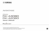 RX-A3080/RX-A2080 Owner's ManualThe illustrations of the main unit used in this manual are of the RX-A3080 (U.S.A. model), unless otherwise specified. ... Yamaha has pursued the fulfillment