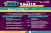 Ned R. McWherter Library NEDtalks PRESENTS...Join us at Ned R. McWherter Library for NEDtalks, a two-day short-form symposium. Speakers will share their recent research in short presentations