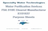 Specialty Water Technologies 615-654-4441 sales@specialtyh2o · SPECIALTY WATER TECHNOLOGIES Specialty Water Technologies, Inc. (SWT) provides high quality, innovative water purification