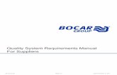 Quality System Requirements Manual For Suppliers · INDEX. MA.CO.GC.001 Review 10 01.11.17 Page 3 of 28 INTRODUCTION 1.1 Introduction At the Bocar Group, suppliers are considered
