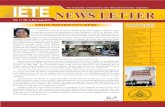 IETEiete-elan.ac.in/ieteorgfiles/NewsLetterMay-Aug2015.pdfIETE NEWS LETTER The Insti tuti on of Electronics and Telecommunicati on Engineers FROM PRESIDENT’S DESK IETE HQs, New Delhi