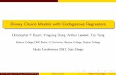 Binary Choice Models with Endogenous Regressorsfm · 2013-04-20 · Binary Choice Models with Endogenous Regressors Christopher F Baum, Yingying Dong, Arthur Lewbel, Tao Yang Boston
