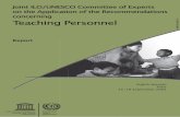 Joint ILO/UNESCO Committee of Experts...teaching personnel worldwide by the Joint ILO/UNESCO Committee of Experts on the Application of the Recommendations concerning Teaching Personnel