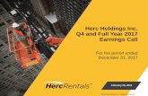 Herc Holdings Inc. Q4 and Full Year 2017 Earnings Call/media/Files/H/HERC-IR/... · 2018-02-28 · New Hertz, could materially ... o intensecompetitionin theindustry,including fromour