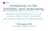 Introduction on the Shift2Rail Joint Undertaking · • The MAAP is a long-term investment planning document, which translates the strategic research and innovation priorities for