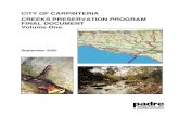 CITY OF CARPINTERIA CREEKS PRESERVATION ...Local creeks and riparian areas have been substantially degraded by a number of human activities. Impacts that have resulted include the
