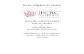 JECRC UNIVERSITY JAIPUR Applied Psychology.pdf · Detailed Syllabus of M.A. Psychology Semester-I Paper-I H11017 Historical & Theoretical Foundation of Psychology {4 1 0 5} Foundations