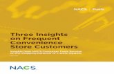 Three Insights on Frequent Convenience Store Customers findings reveal several broad insights relating to frequent convenience store shoppers: + They drive significantly more per week