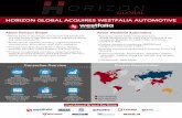 HORIZON GLOBAL ACQUIRES WESTFALIA AUTOMOTIVE Westfalia Automotive •European market leader headquartered in Rheda-Wiedenbrück, Germany and is comprised of two companies, Westfalia,