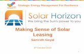 Making Sense of Solar Leasing 2015...Making Sense of Solar Leasing Samridh Goyal 6th October 2015 2 Solar Horizon Profile & Background 1 3 About Solar Horizon Pte. Ltd. • Solar Leasing