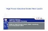 High Power Industrial CW Fiber Laser · 2018-11-16 · High Power Industrial Grade Fiber Lasers AIME on High Energy Lasers, DESY, Hamburg, 12-13 November 2014 Andreas Siewert, IPG