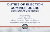 DUTIES OF ELECTION COMMISSIONERS Duties of EC... · Voter Roll Maintenance • One of the most important duties of Election Commissions is maintaining accurate voter rolls and pollbooks.