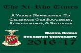 KAPPA SIGMA TOCKTON NIVERSITY 2016-17 · 2018-09-04 · 5 Champion’s Quest This year the Xi-Rho chapter of Kappa Sigma has had our most suc-cessful rush in our history. This year
