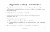 Hypothesis Testing – Introductionfisher.utstat.toronto.edu/~hadas/STA248/Lecture notes/week9.pdf · Hypothesis Testing – Introduction • Hypothesis: A conjecture about the distribution
