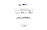Training & Placement Cell · Training & Placement Cell List of Placed Students (For the Academic year 2014-15) 18th K.M. Bannerghatta Road, Kalkere, Bengaluru - 560 083 E-mail: principal@amceducation.in,