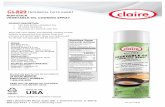CL829 TECHNICAL DATA SHEET · ingredientes: ace-ite de soja, lecitina y propelente (sin clorofluorocarbonos). contiene: soya claire non-stick anti-adherente vegetable oil cooking