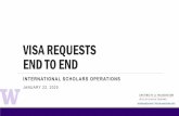 VISA REQUESTS END TO END · • The offer, invitation, or reappointment letter • Funding documentation • Documentation of English proficiency • Patient care letter for foreign
