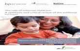 role of informal childcare: A and critical review of the ... · The role of informal childcare: A synthesis and critical review of the evidence Full report Caroline Bryson, Bryson